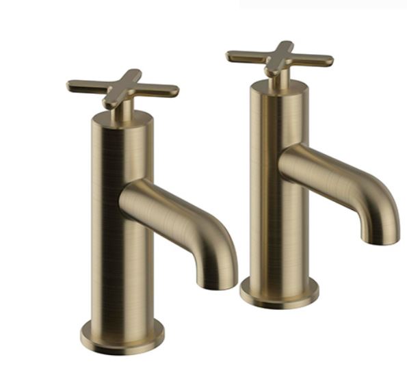 Salcombe Bath Pillar Taps Brushed Brass