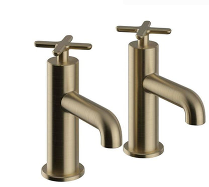 Salcombe Bath Pillar Taps Brushed Brass