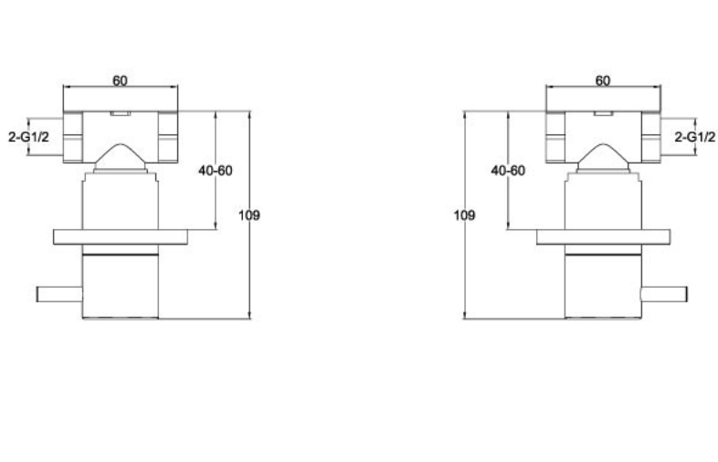 Just Taps Inox Wall 2TH Panel Valves - Pure Stainless Steel