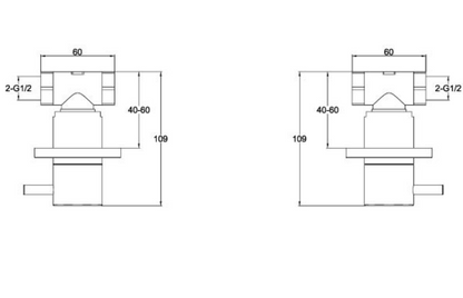 Just Taps Inox Wall 2TH Panel Valves - Pure Stainless Steel