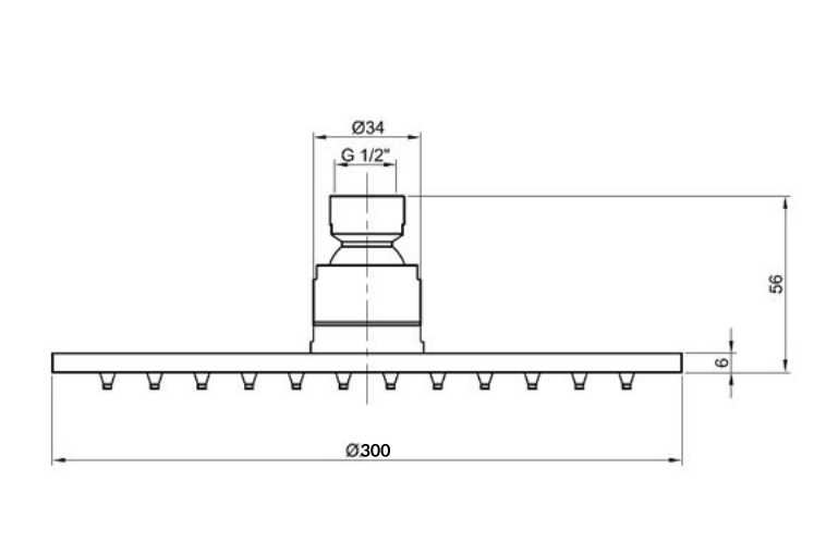 Just Taps Inox Slim Round Overhead Shower