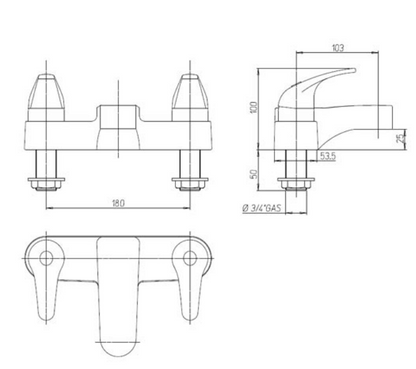 Just Taps Gio Deck Mounted Bath Filler