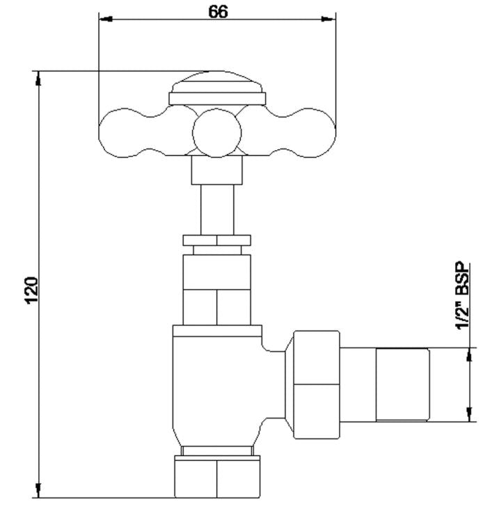 Angled Radiator 120mm Valve Pack (pairs) - Chrome Finish