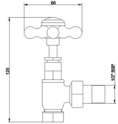 Angled Radiator 120mm Valve Pack (pairs) - Chrome Finish