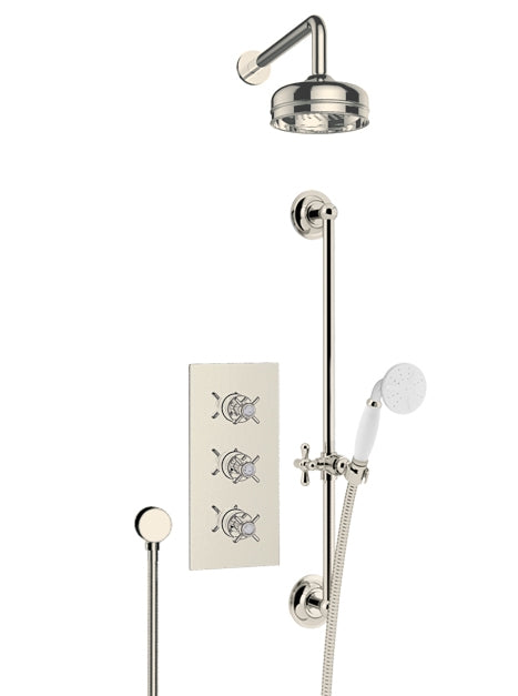 Dawlish Concealed Valve, Twin Stopcocks, Deluxe Fixed Head