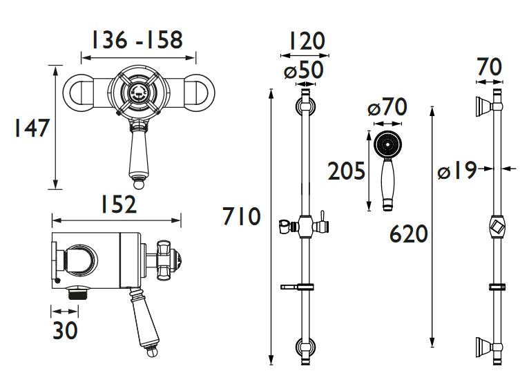 Dawlish Exposed Valve & Adjustable Kit Chrome