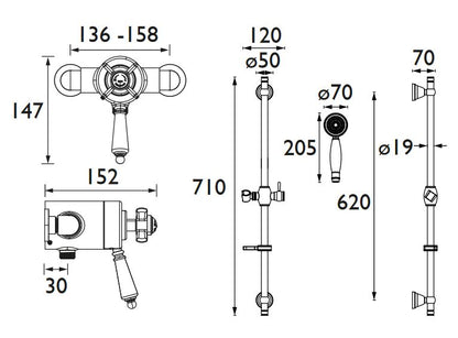 Dawlish Exposed Valve & Adjustable Kit Chrome