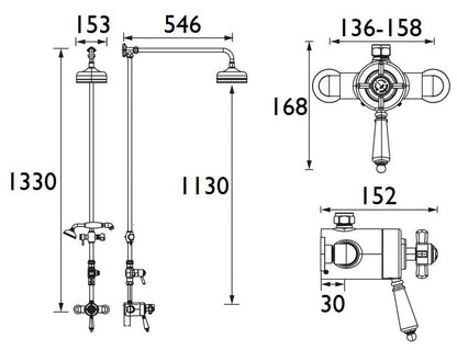 Dawlish Exposed Valve, Fixed Head & Adjustable Kit