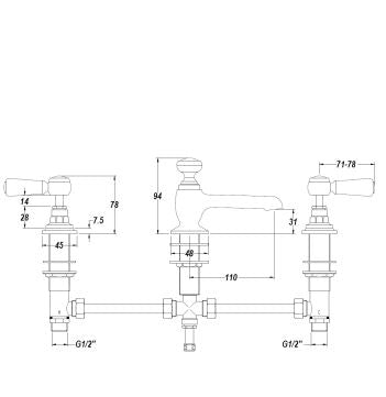 BC Designs Victrion Lever 3-hole Deck Mounted Basin Mixer