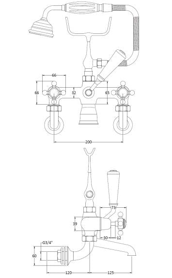 BC Designs Victrion Crosshead Bath Shower Mixer Wall Mounted