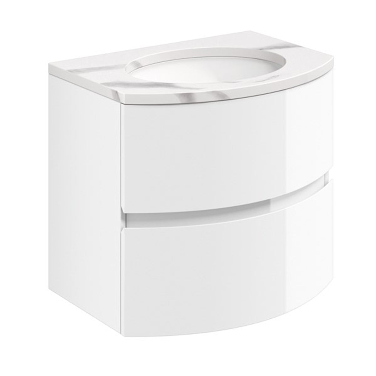 Crosswater Svelte 600 Wall Mounted Unit with 600 Calcutta Marble Effect Basin