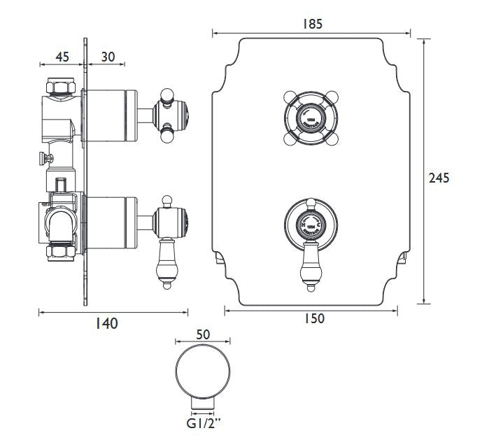 Glastonbury Concealed Thermostatic Shower Valve - Chrome