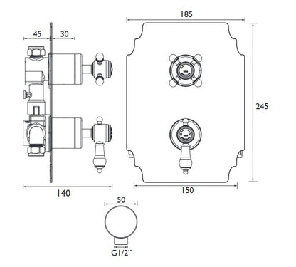 Glastonbury Concealed Thermostatic Shower Valve - Chrome