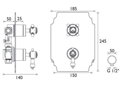 Glastonbury Chrome Shower Valve with Diverter