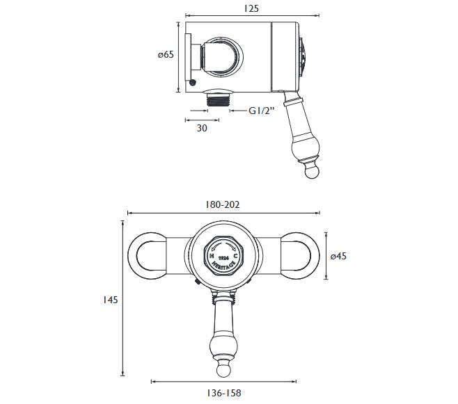 Glastonbury Exposed Thermostatic Shower Valve Chrome