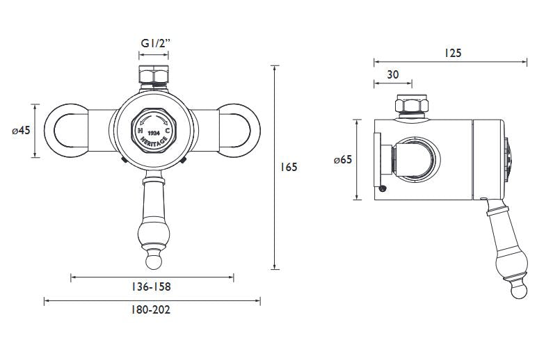 Glastonbury Exposed Shower Valve with Top Outlet Chrome