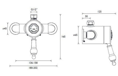 Glastonbury Exposed Shower Valve with Top Outlet Chrome