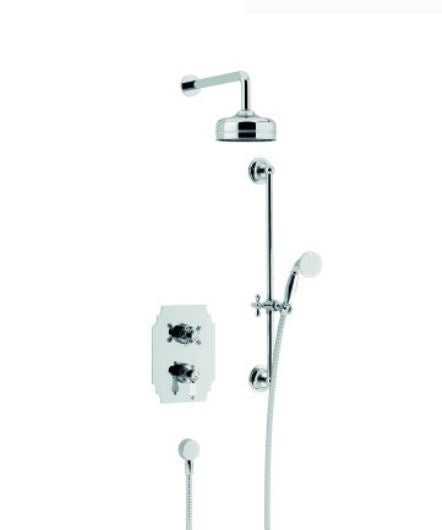 Glastonbury Recessed Shower Valve w/ Fixed Head & Riser Kit