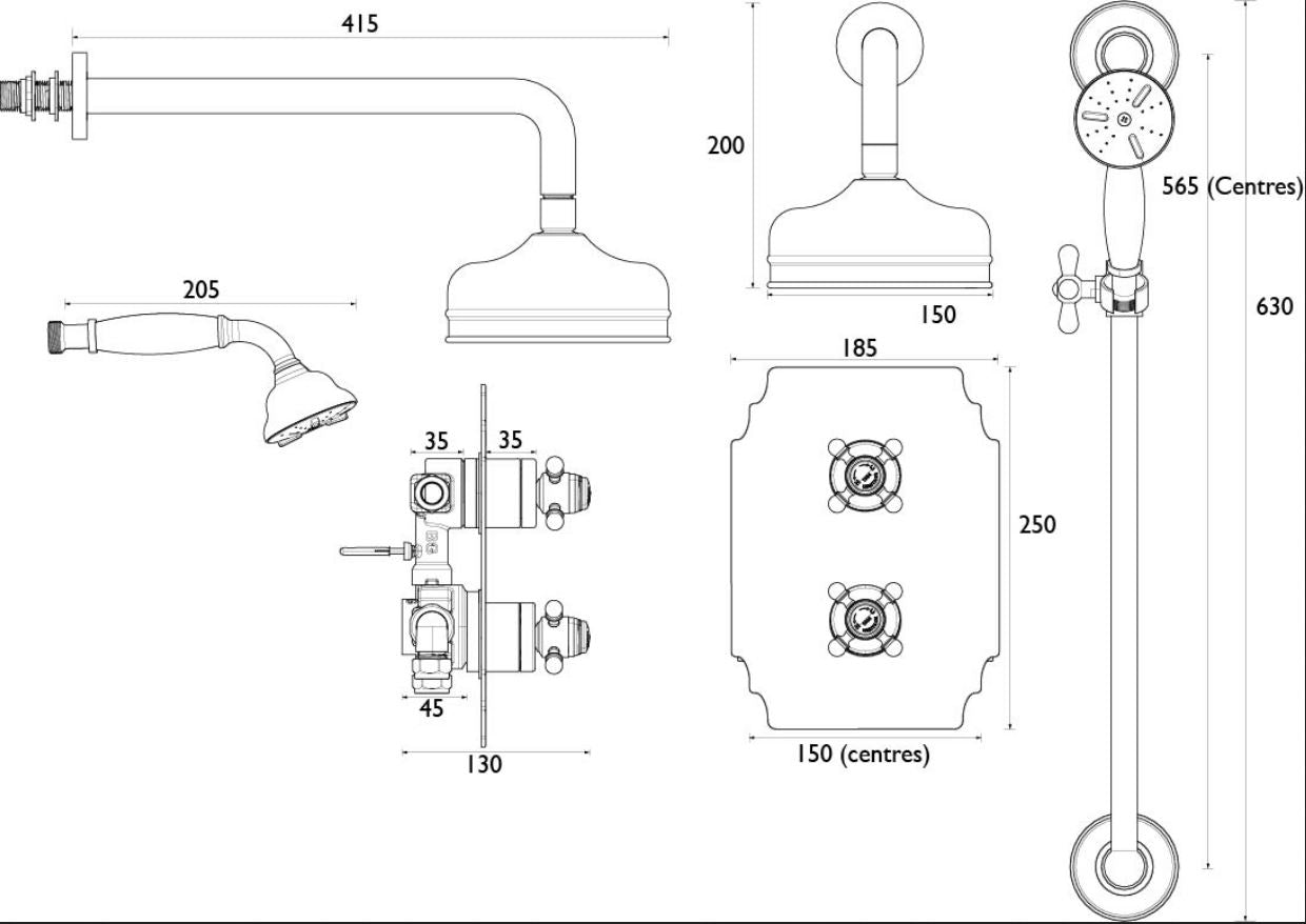 Hartlebury Shower w/ Fixed Head and Flexible Riser Kit