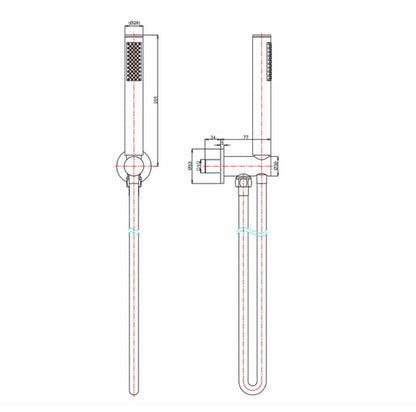 Crosswater MPRO Wall Outlet: Hose, Handset & Stainless Steel