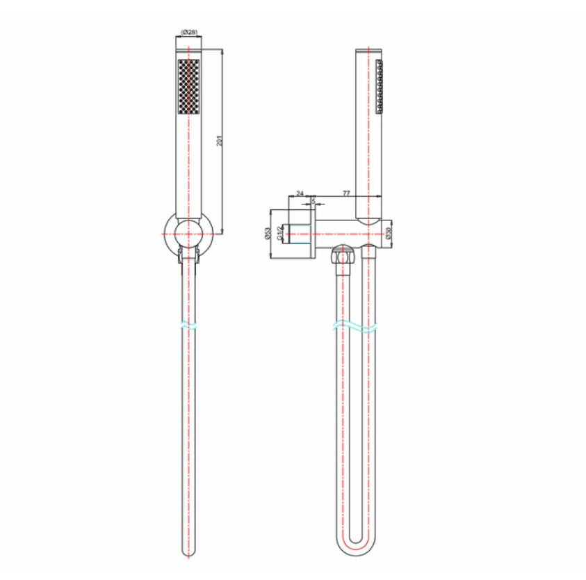 Crosswater MPRO Wall Outlet: Hose, Handset & Bracket Chrome