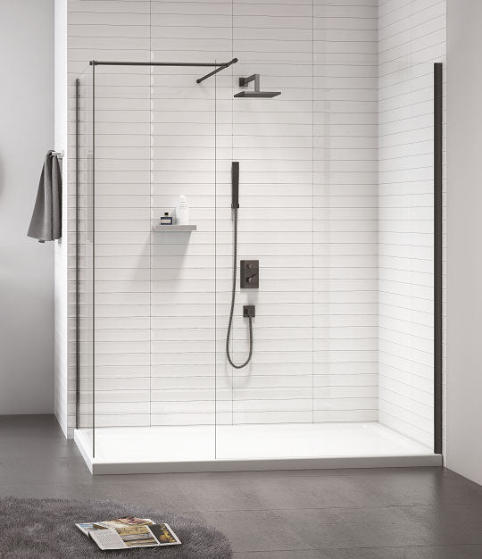Merlyn Black Framless Showerwall 900mm