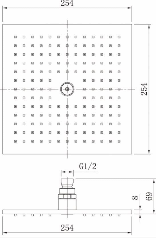 250mm Chrome Square Shower Head