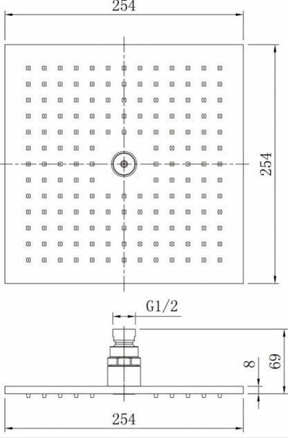 250mm Chrome Square Shower Head