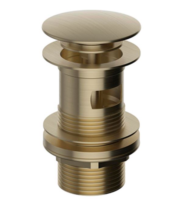 Push Button Basin Waste Brushed Brass