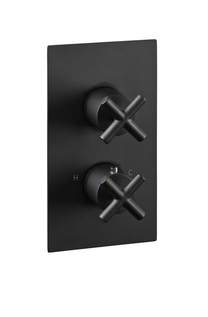 Just Taps Plus Solex Crosshead Recessed Thermostatic Shower Valve (1 Outlet) Matt Black