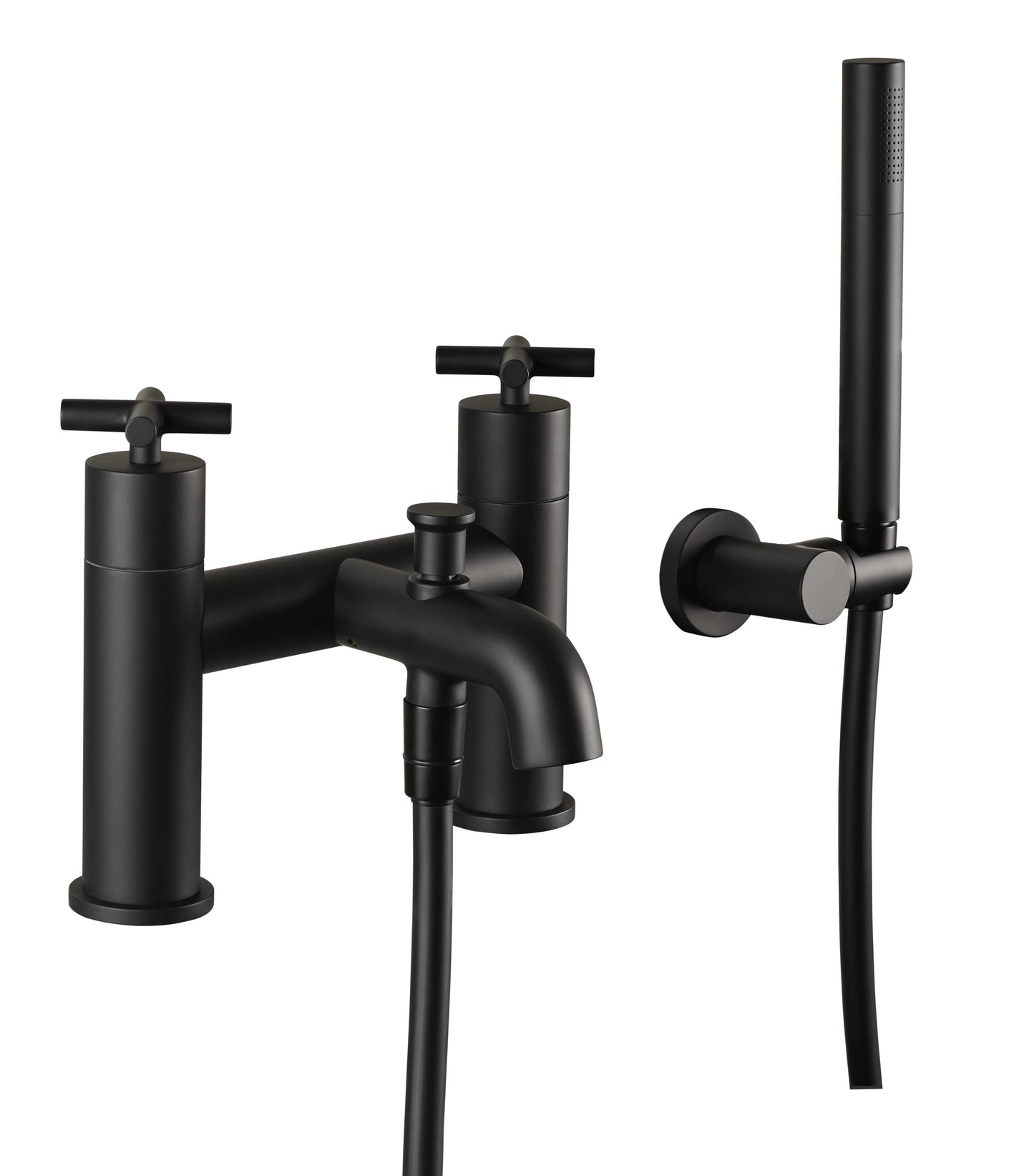 Just Taps Plus Solex Crosshead Bath Shower Mixer With Handset Matt Black
