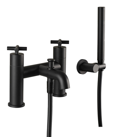 Just Taps Plus Solex Crosshead Bath Shower Mixer With Handset Matt Black