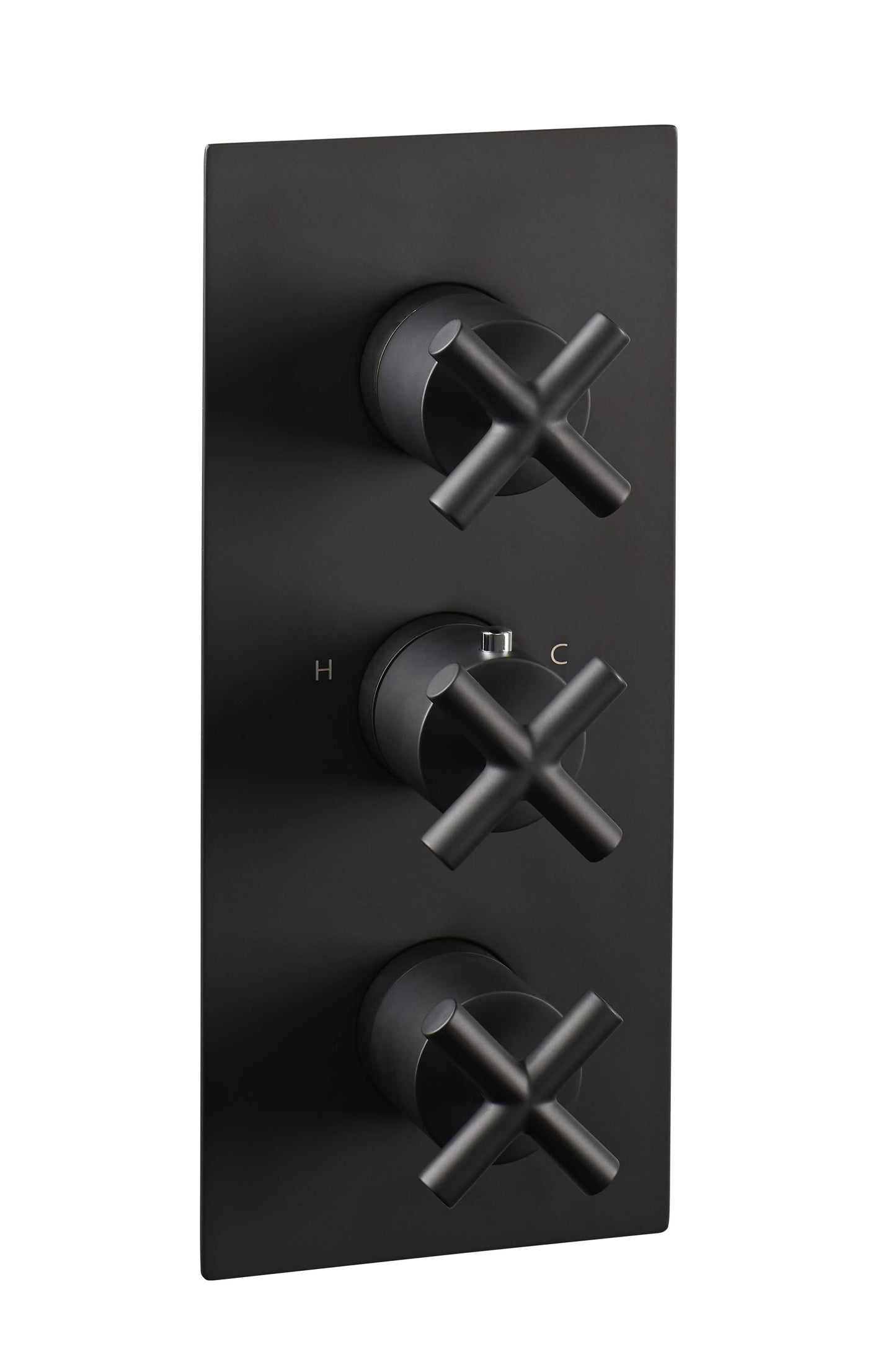Just Taps Plus Solex Crosshead Recessed Vertical Thermostatic Shower Valve (2 Outlet) Matt Black