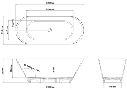 Clearwater Sontuoso 1690x700mm ClearStone Double Ended Bath