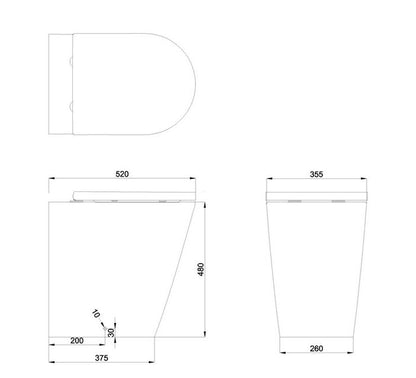 Sphere Tall Rimless Back To Wall Pan & Soft Close Seat