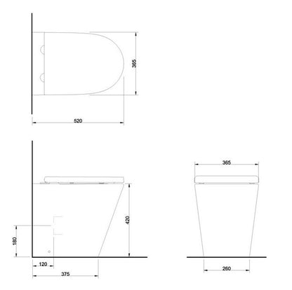 Sphere Round Rimless Back To Wall Pan & Seat White Gloss