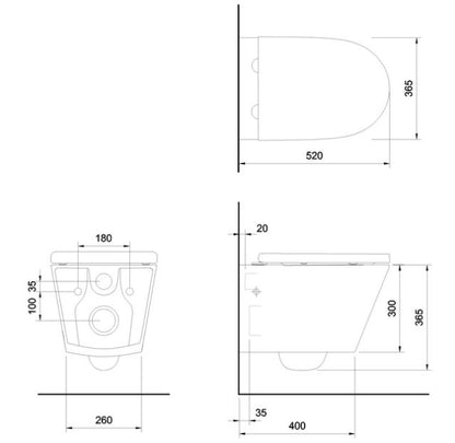 Sphere Rimless Wall Hung Round Soft Closing Pan & Seat