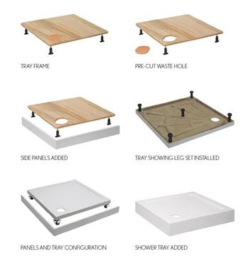 Crosswater Quadrant 45mm Shower Tray Panel Riser Kit (inc feet) 900 x 900