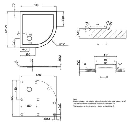 Crosswater Quadrant Shower Tray 900 x 900 x 35mm