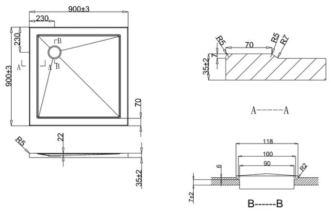 Crosswater Square 35mm Acrylic Shower Trays 900 x 900mm