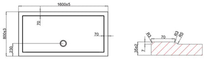 Crosswater Rectangular Anti-Slip Shower Tray 1600 x 800 x 35mm