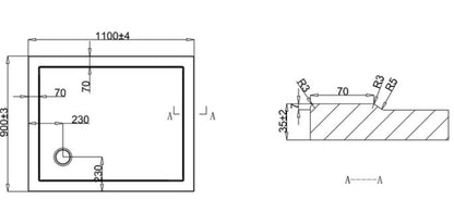 Crosswater Rectangular 1100 x 900 x 35mm Shower Tray