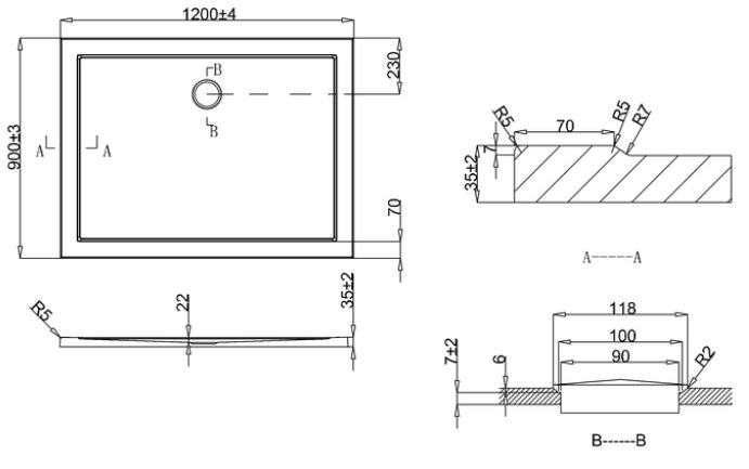 Crosswater Rectangular Anti-Slip Shower Tray 1200 x 900 x 35mm