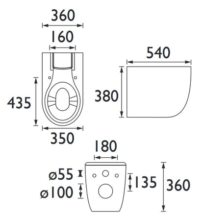 Stamford Rimless Close Coupled Pan - White Gloss Finish