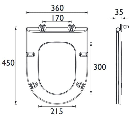 Stamford Soft Close BTW Toilet Seat - White Gloss Finish