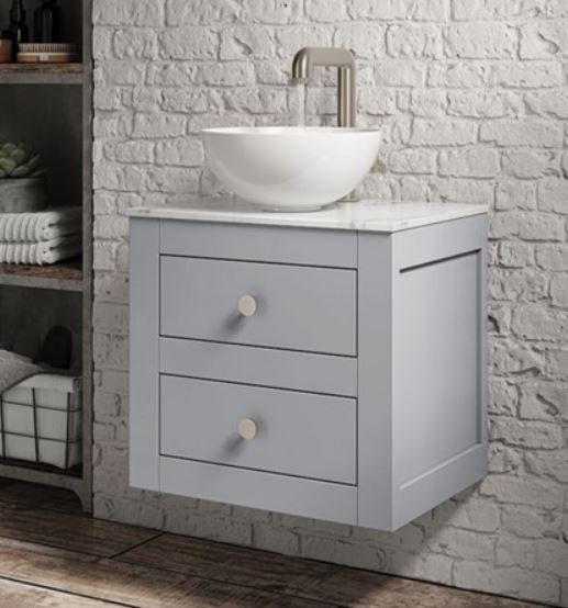 Crosswater Canvass Storm Grey Matt 485mm Double Drawer Vanity Unit