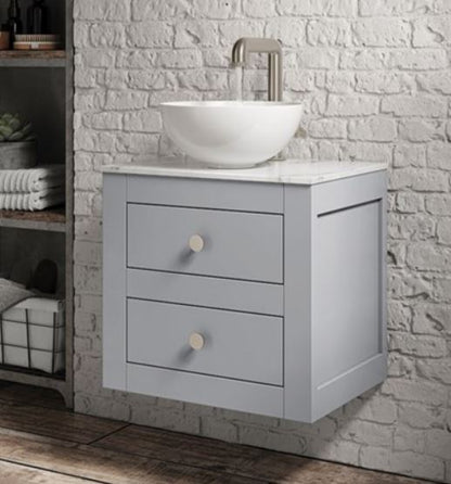 Crosswater Canvass Storm Grey Matt 485mm Double Drawer Vanity Unit