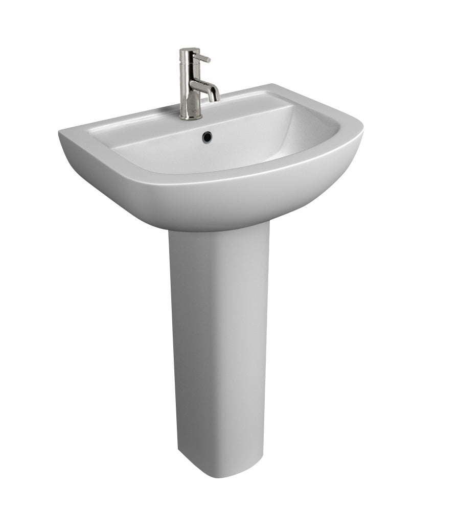 SW6 Studio 550 1Tap Hole Rectangular Basin and Pedestal