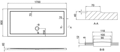 Crosswater Walk In Shower Tray 1700 x 800 x 35mm