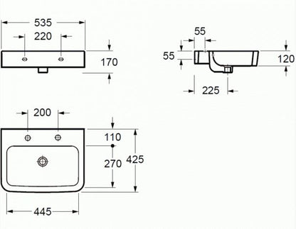 Essentials Flite Suburb 530mm Basin 1 Tap Hole